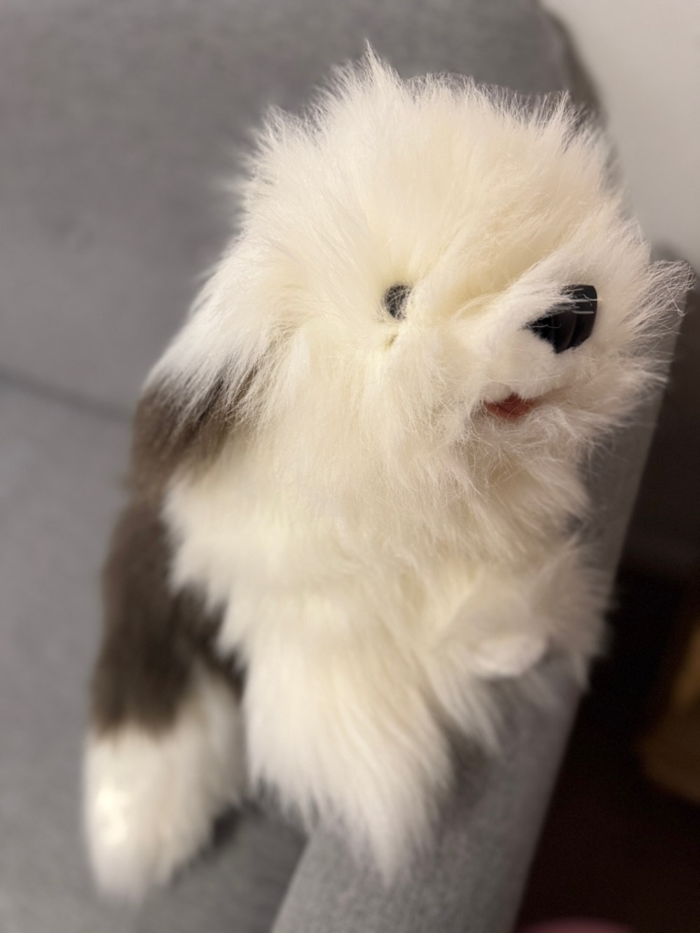 Folkmanis Sheepdog Large Hand Puppet soft fur white black stuffie dog - Picture 6 of 6